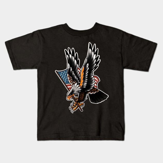 American flag eagle Kids T-Shirt by Blunts